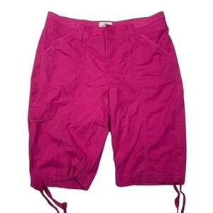 Size 2 – St. John's Bay Hot Pink Cargo Bermuda Shorts – Cotton Blend‎ Drawstring